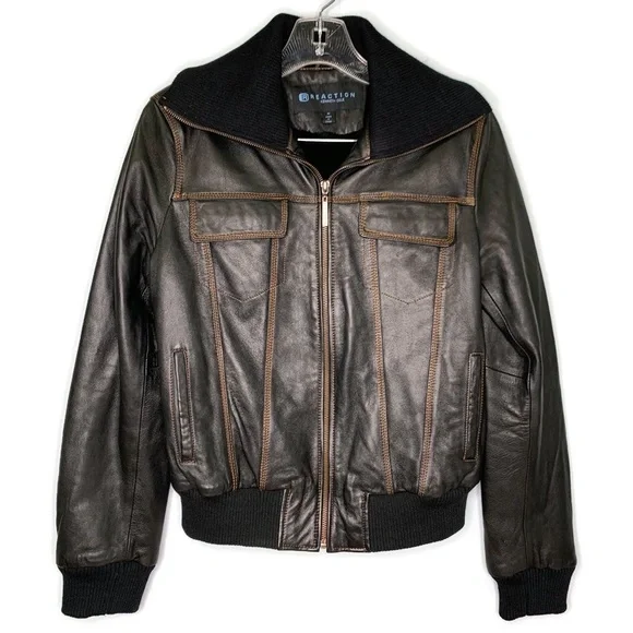 Bomber Jacket Kenneth Cole Brown Leather Jacket Reaction Kenneth